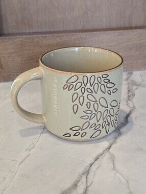 Starbucks Coffee Mug Brown Leaf Pattern Leaves Cup 2013 Embossed 14oz